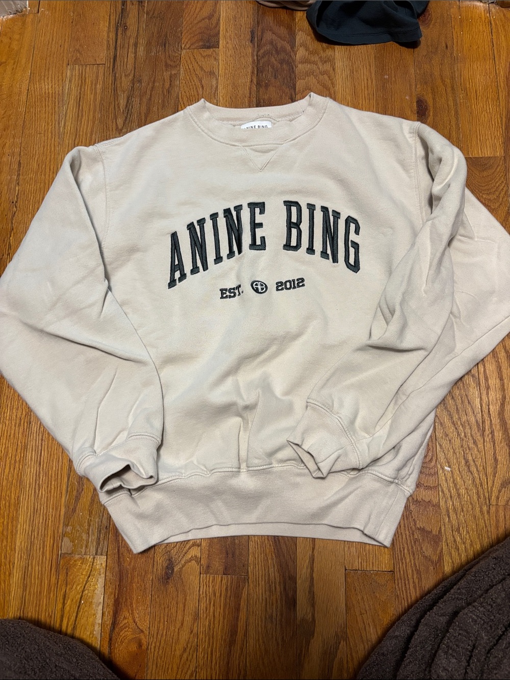 Anine Bing Sweatshirt in Beige with Green Logo
